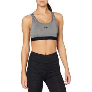 New! NIKE Pro Classic Racerback Medium Support Sports Bra Gray Black Size XS